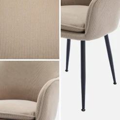 2er-Set Cord-Sessel mit mattschwarzen Metallbeinen