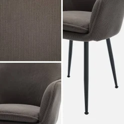2er-Set Cord-Sessel mit mattschwarzen Metallbeinen