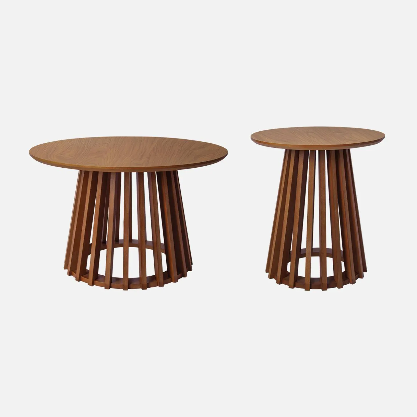 2er-Set Couchtische aus Holzdekor und Tannenholz, Ø40cm und Ø60cm