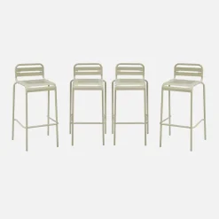 4er-Set Garten-Barhocker mit Lehne aus Stahl