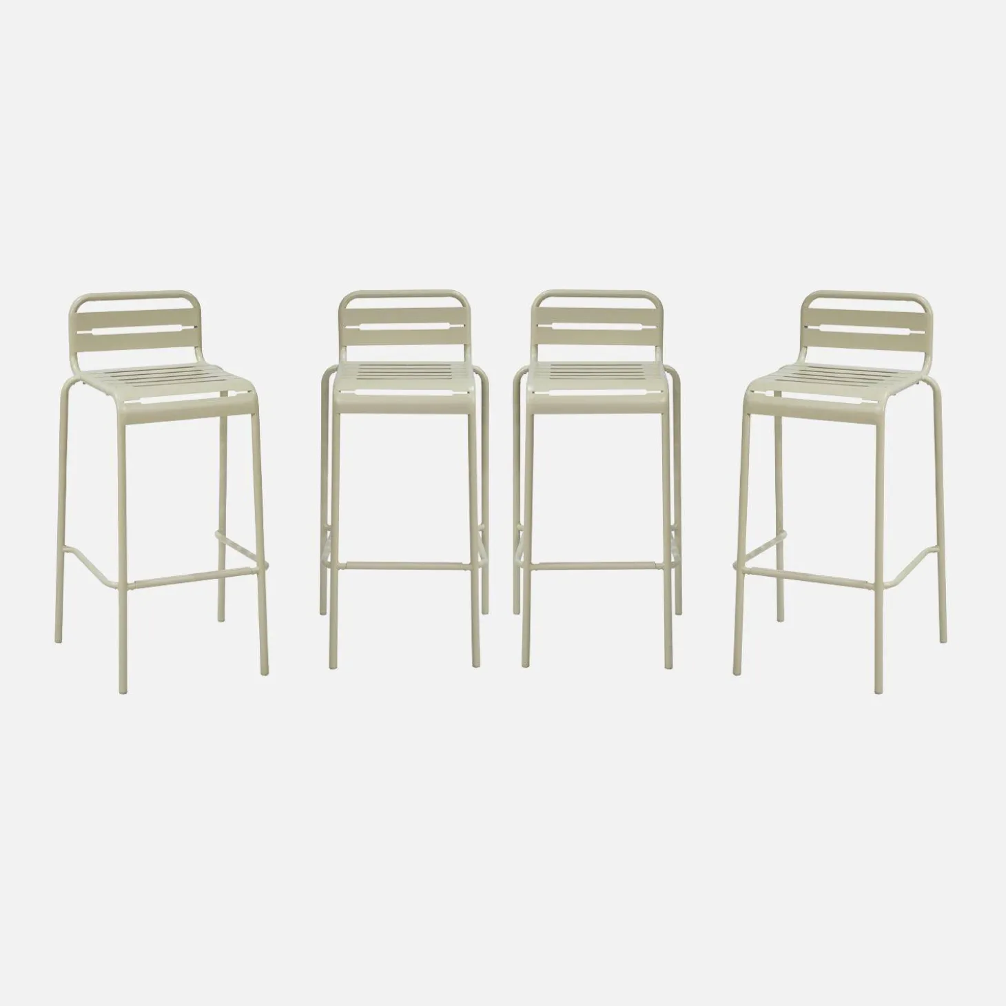 4er-Set Garten-Barhocker mit Lehne aus Stahl
