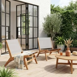 2er-Set Gartensessel aus Akazienholz und Textilene