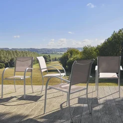 4er-Set Gartensessel aus Aluminium
