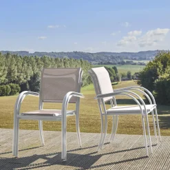 4er-Set Gartensessel aus Aluminium