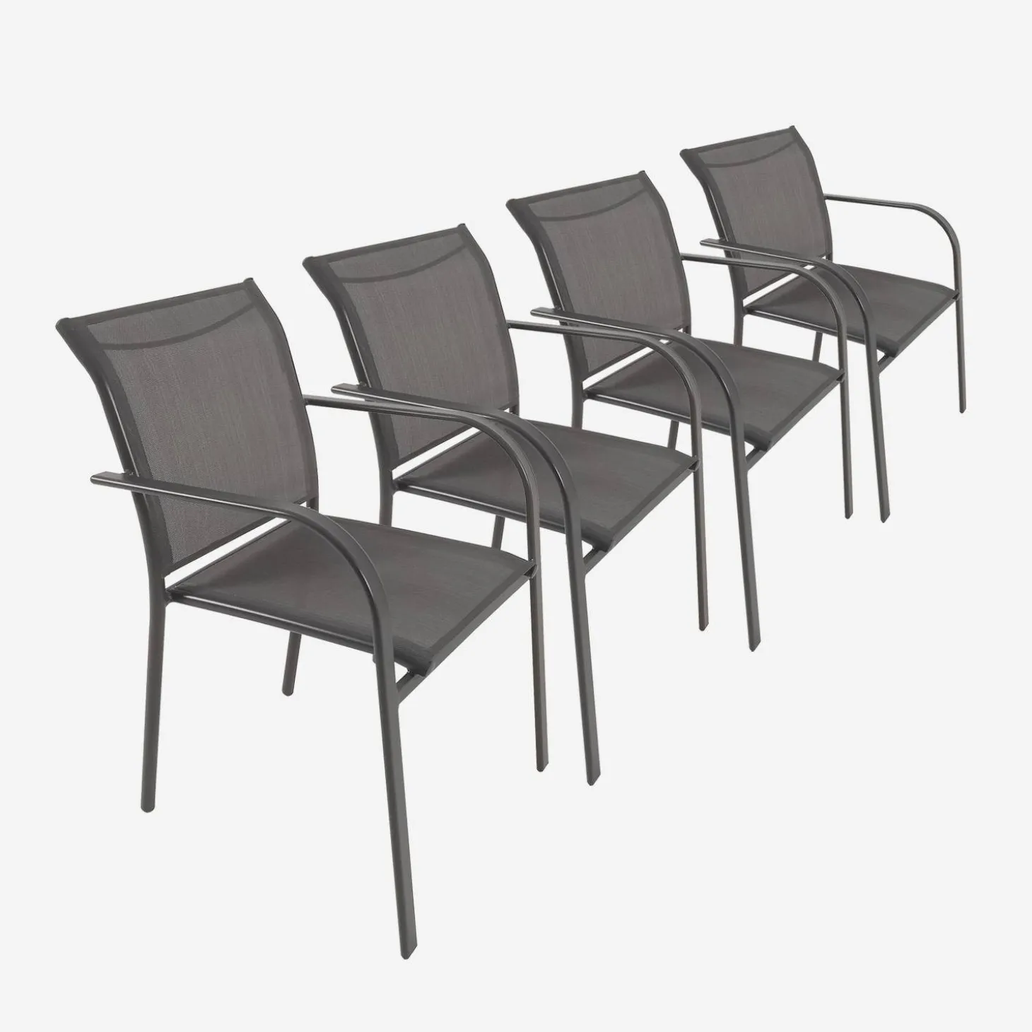 4er-Set Gartensessel aus Aluminium