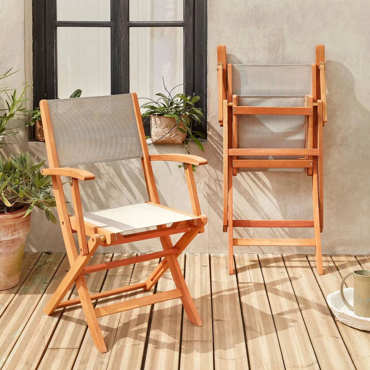 2er-Set Gartensessel aus Holz, Klappbar
