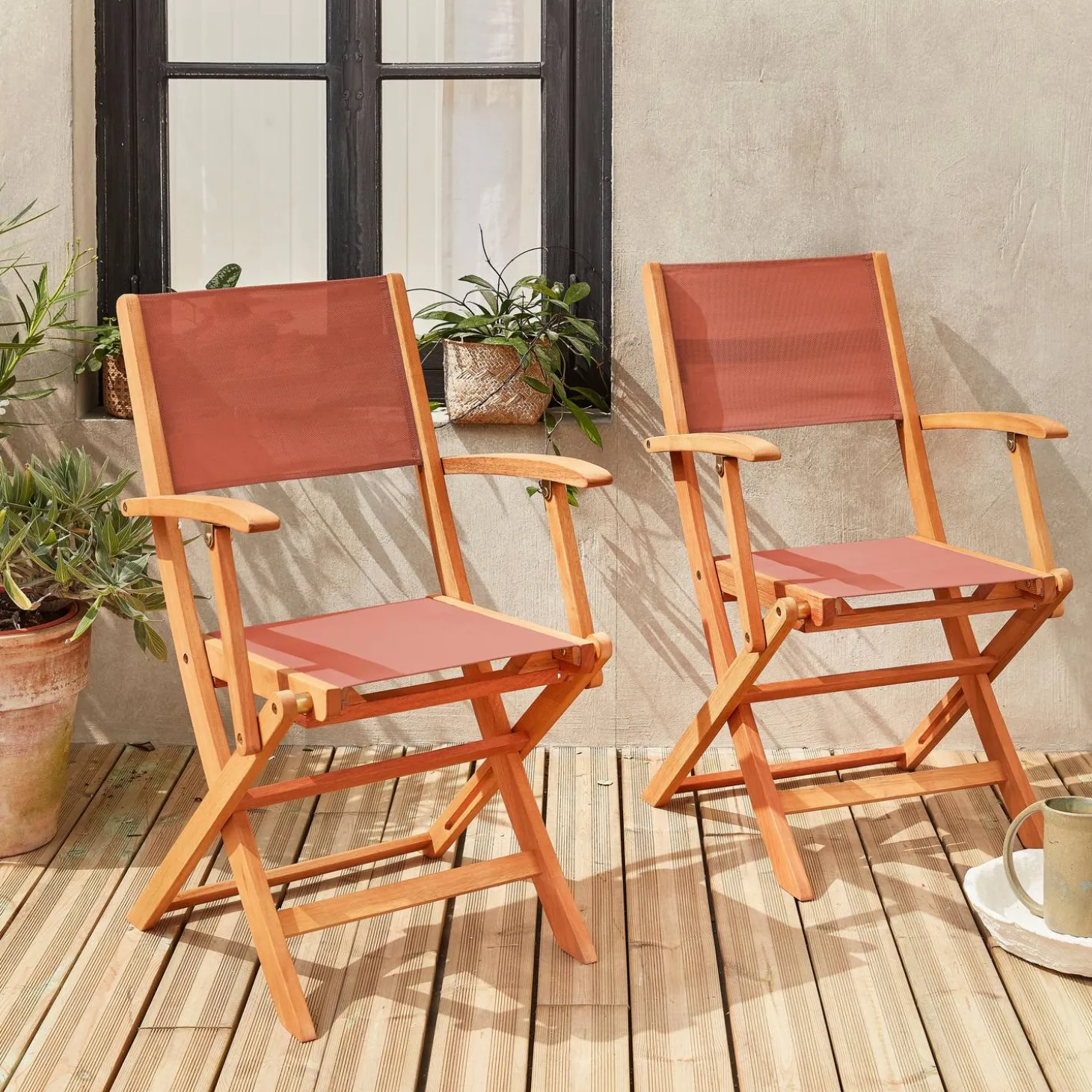 2er-Set Gartensessel aus Holz, Klappbar