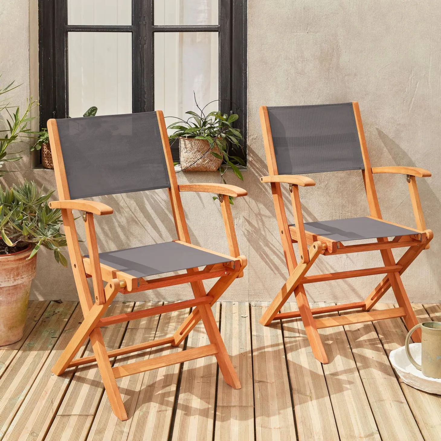 2er-Set Gartensessel aus Holz, Klappbar