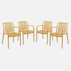 4er Set Gartensessel aus Kunststoff