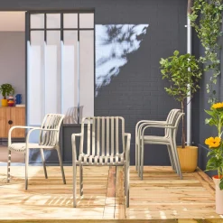 4er Set Gartensessel aus Kunststoff