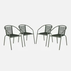 4er-Set Gartensessel aus Stahl mit Kunststoff-Bespannung