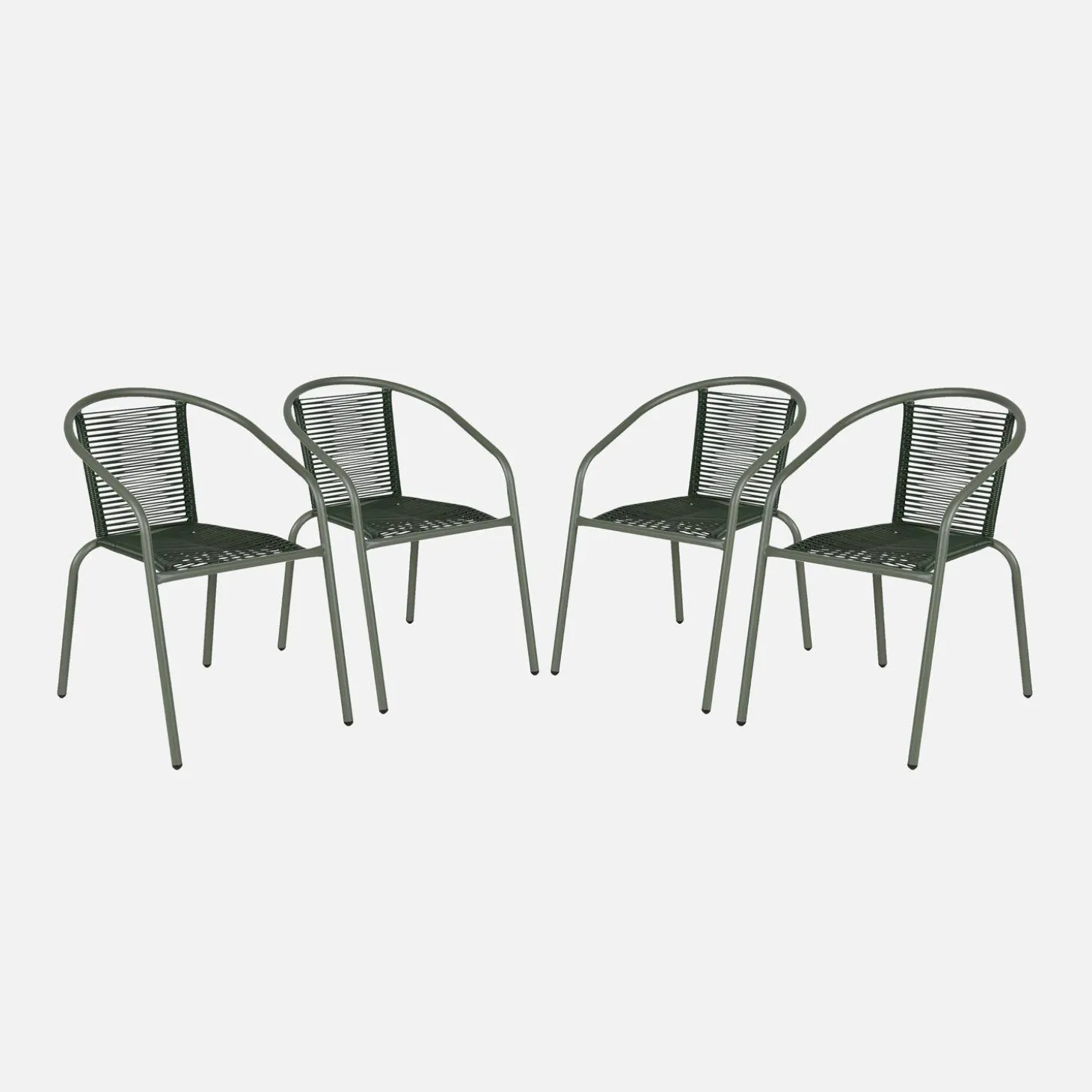 4er-Set Gartensessel aus Stahl mit Kunststoff-Bespannung