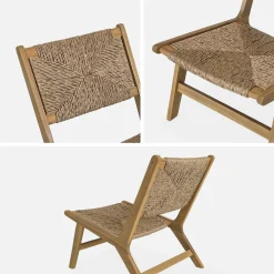 2er Set Gartensessel, Holz und Kunststoff mit Strohlook, drinnen/draußen
