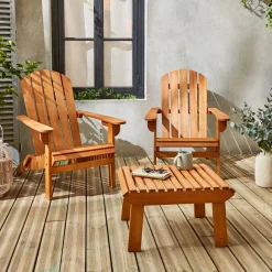 2er-Set Gartensessel mit Fußstütze