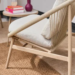 2er-Set Gartensessel mit Tisch, aus Stahl und Rattan