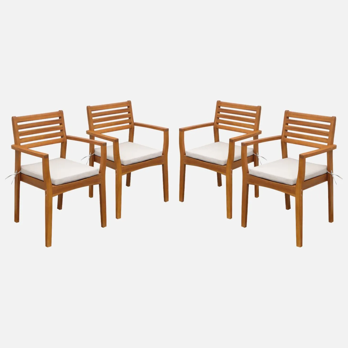 4er-Set Gartenstühle aus Akazienholz