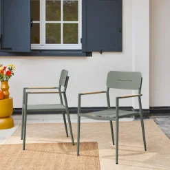 2er-Set Gartenstühle aus Aluminium und Textilene