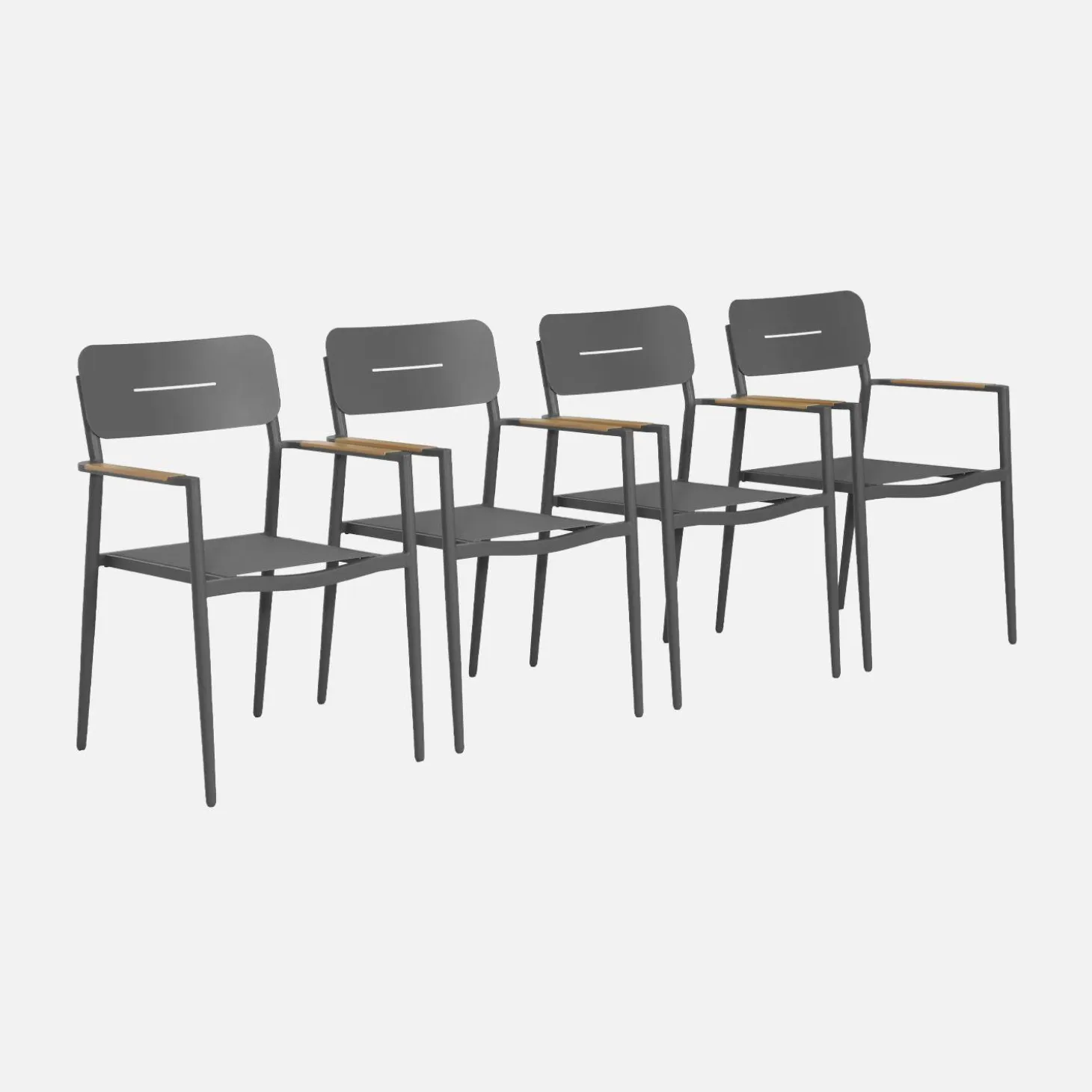 4er-Set Gartenstühle aus Aluminium und Textilene