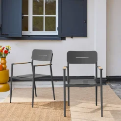 2er-Set Gartenstühle aus Aluminium und Textilene