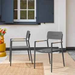 2er-Set Gartenstühle aus Aluminium und Textilene