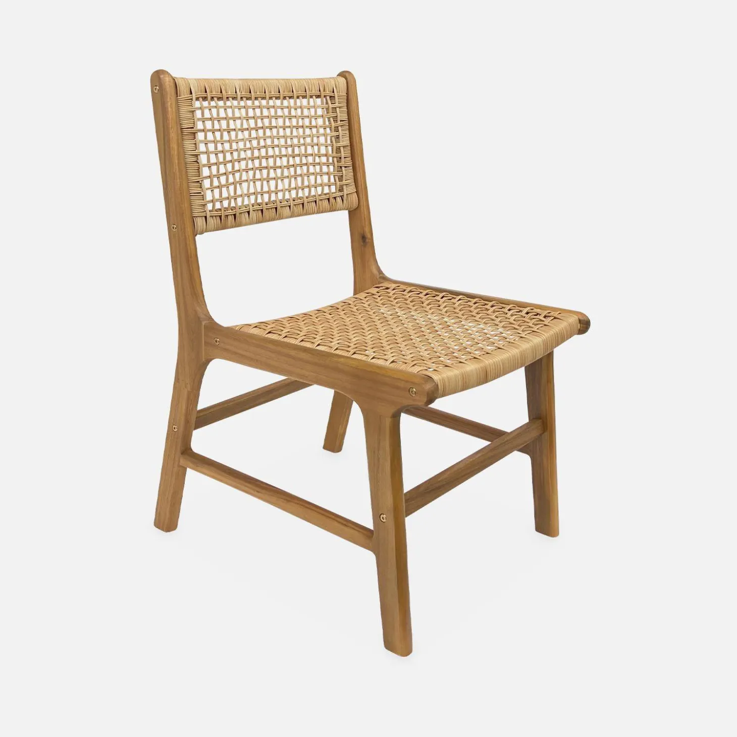 2er Set Gartenstühle aus Holz und Geflecht