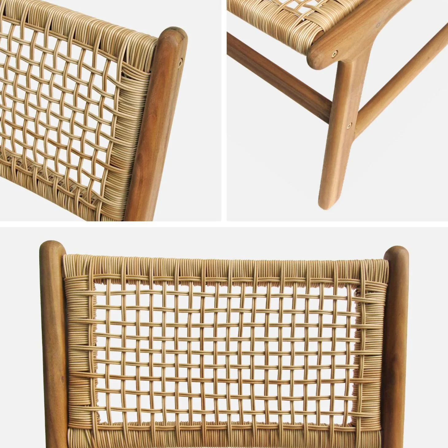 2er Set Gartenstühle aus Holz und Geflecht