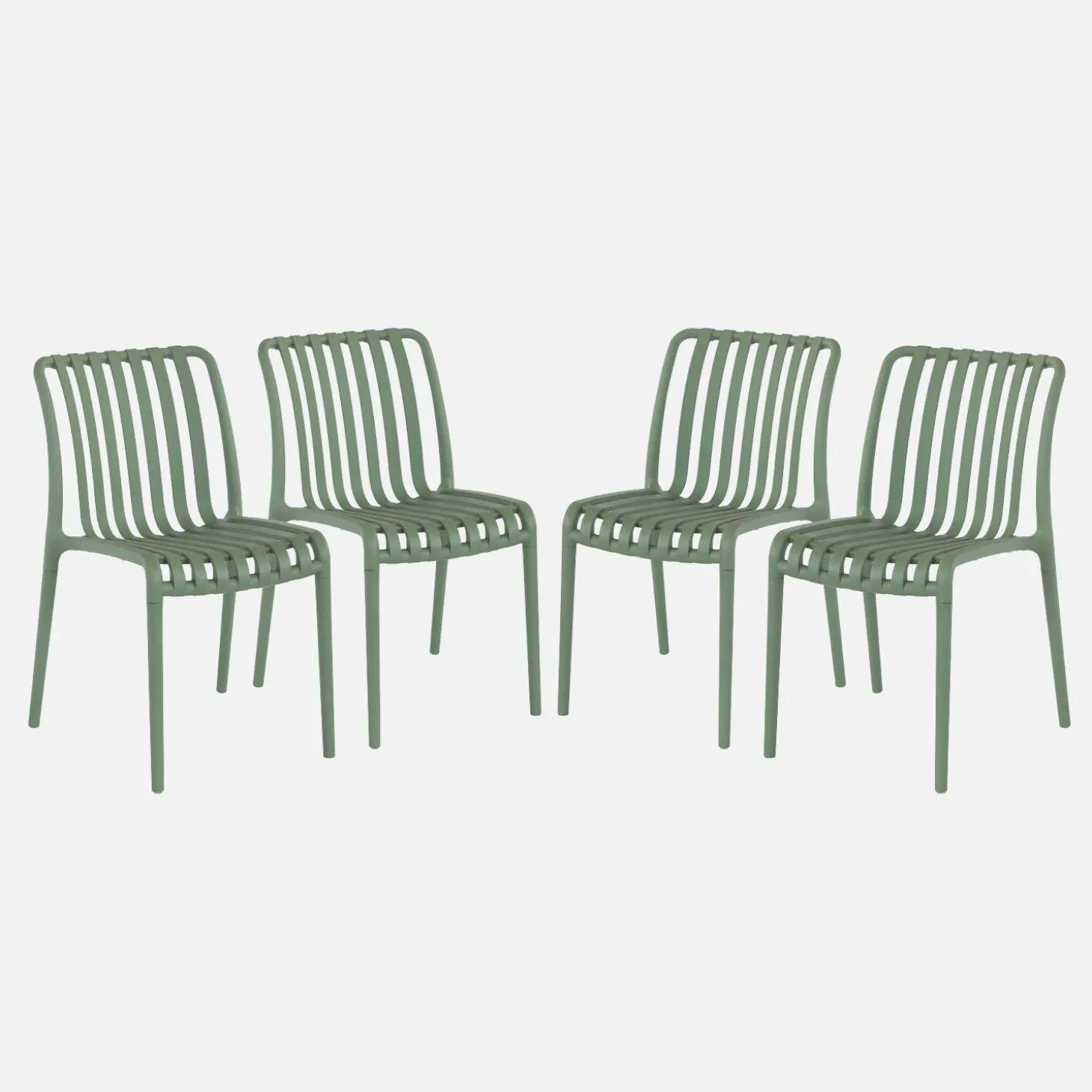 4er-Set Gartenstühle aus Kunststoff, stapelbar