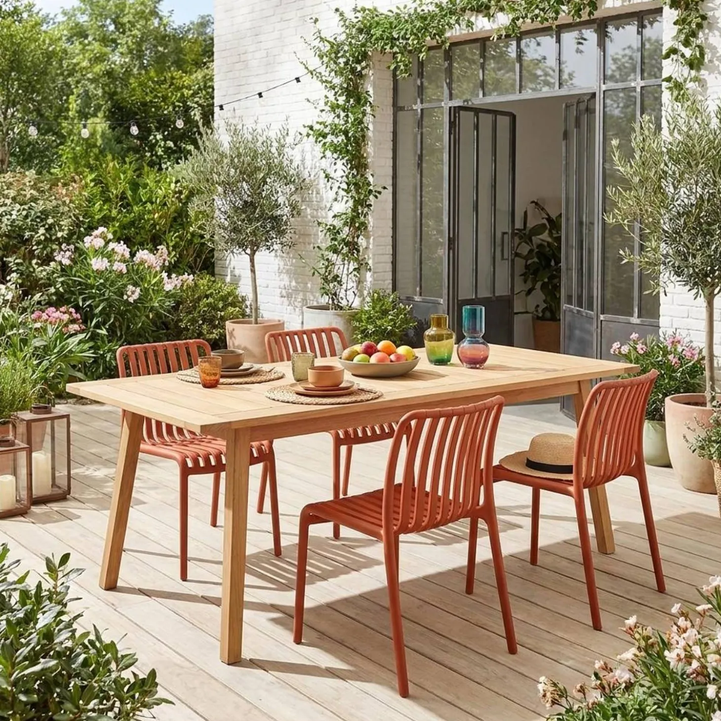 4er-Set Gartenstühle aus Kunststoff, stapelbar