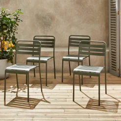 4er-Set Gartenstühle aus Stahl