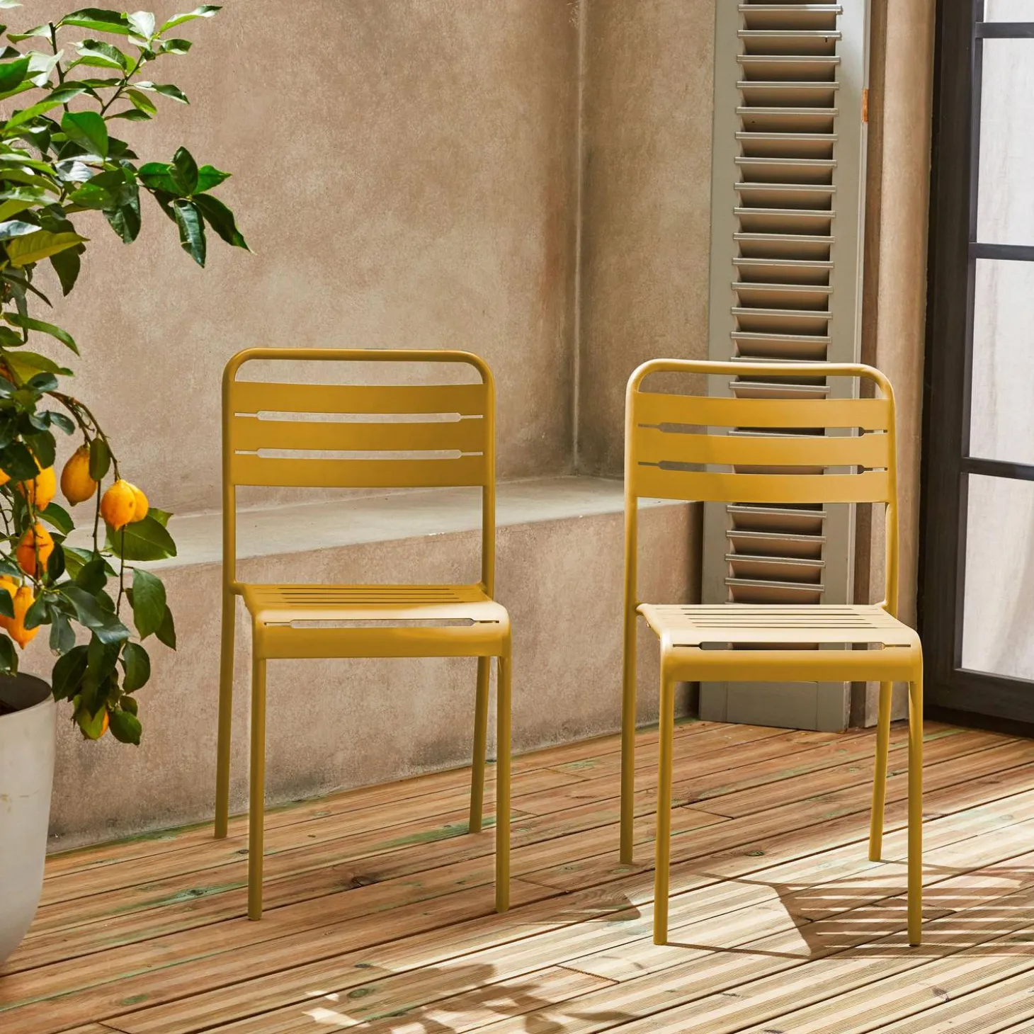 2er-Set Gartenstühle aus Stahl