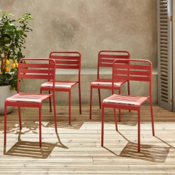 4er-Set Gartenstühle aus Stahl