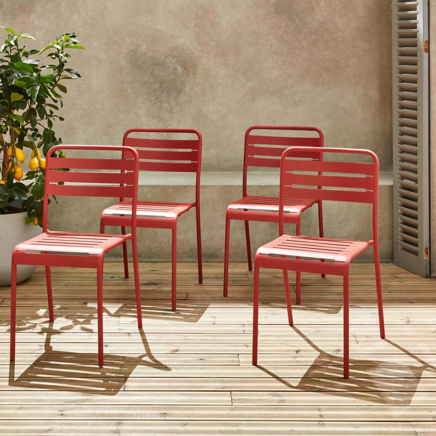 4er-Set Gartenstühle aus Stahl