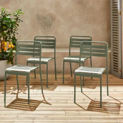 4er-Set Gartenstühle aus Stahl