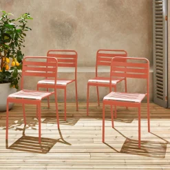 4er-Set Gartenstühle aus Stahl