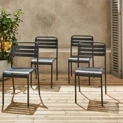 4er-Set Gartenstühle aus Stahl