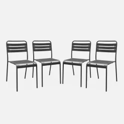 4er-Set Gartenstühle aus Stahl