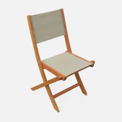 2er Set Gartenstühle Klappstühle, Holz und Textilene