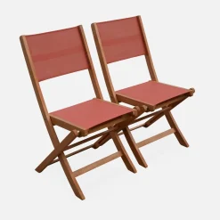 2er Set Gartenstühle Klappstühle, Holz und Textilene