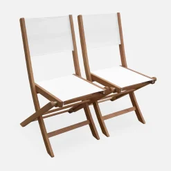 2er Set Gartenstühle Klappstühle, Holz und Textilene