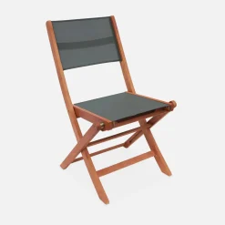 2er Set Gartenstühle Klappstühle, Holz und Textilene