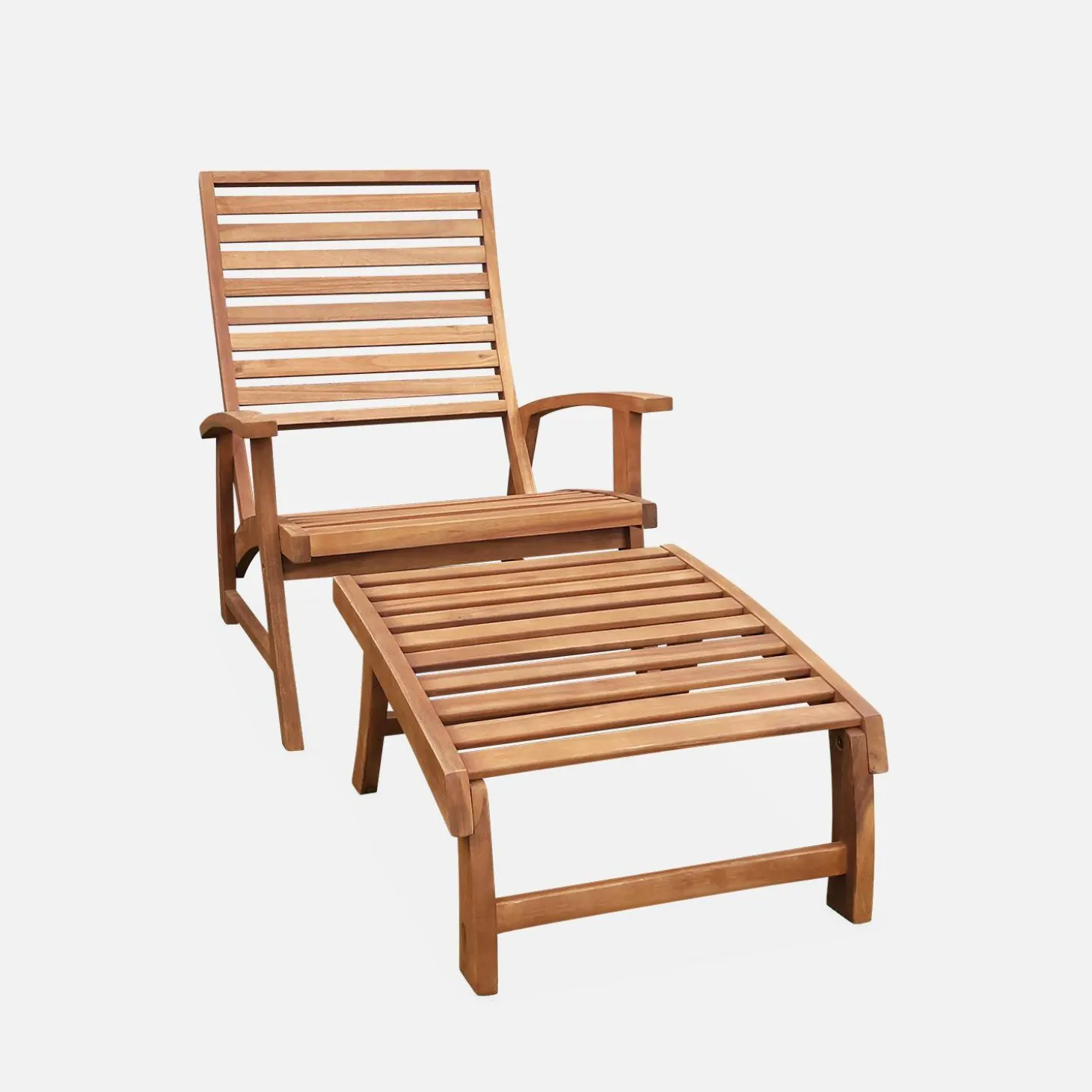 2er Set Gartenstühle mit Fußstütze