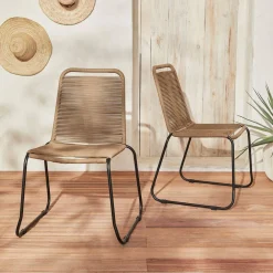 2er Set Gartenstühle mit Seilbespannung