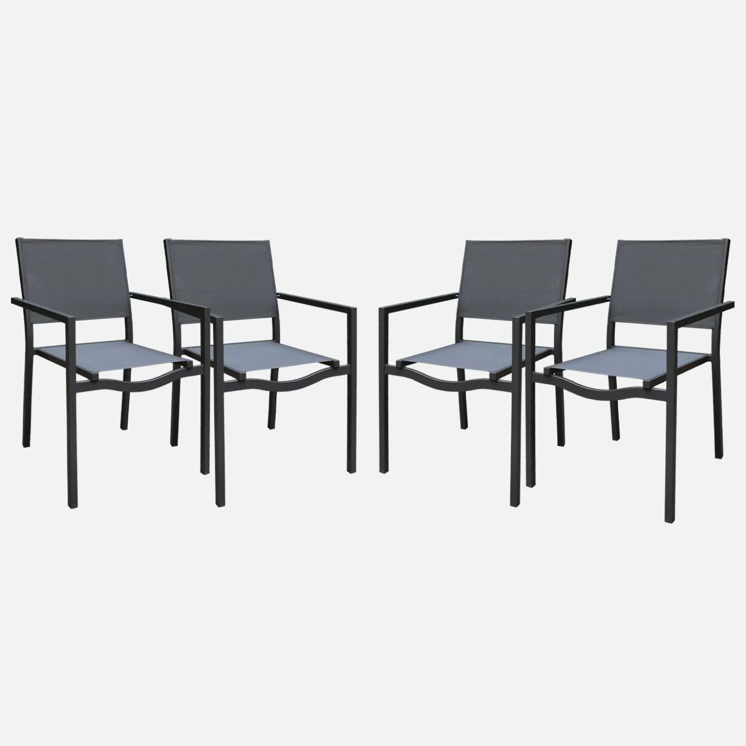 4er-Set Gartenstuhl stapelbar Aluminium und Textilene