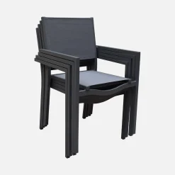 4er-Set Gartenstuhl stapelbar Aluminium und Textilene