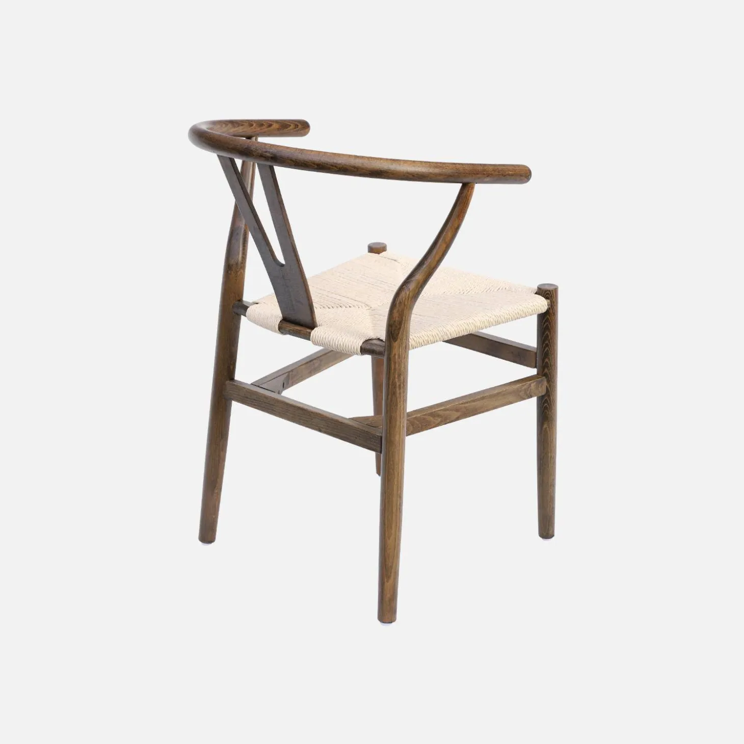 2er-Set Holzstühle mit Sitzfläche aus Seilbespannung