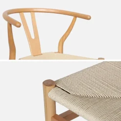 2er-Set Holzstühle mit Sitzfläche aus Seilbespannung