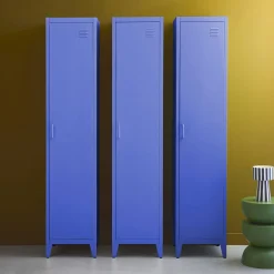 3er-Set industrielle Kleiderschränke aus Stahl mit 4 Ablageflächen