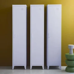 3er-Set industrielle Kleiderschränke aus Stahl mit 4 Ablageflächen