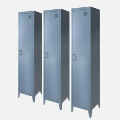 3er-Set industrielle Kleiderschränke aus Stahl mit 4 Ablageflächen