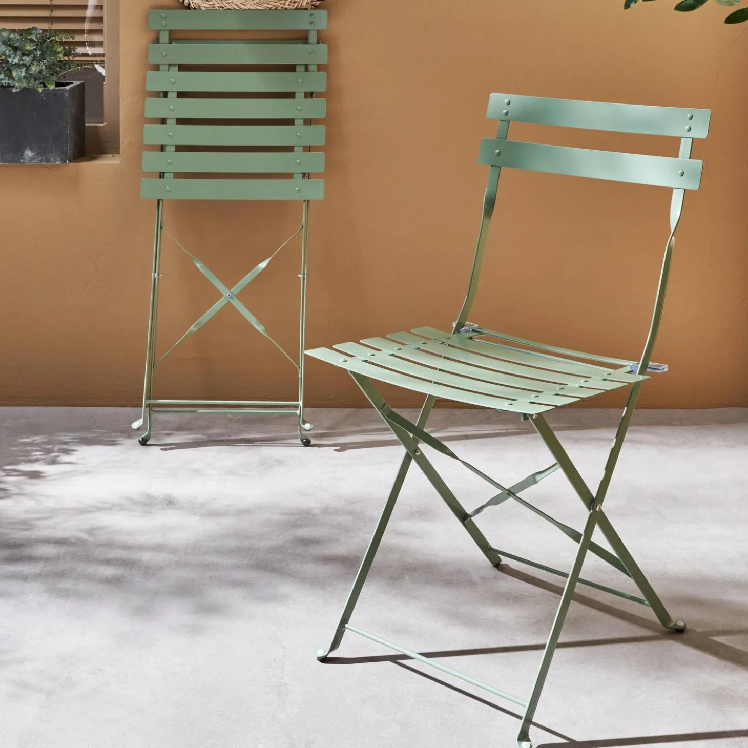 2er-Set klappbare Gartenstühle aus Stahl